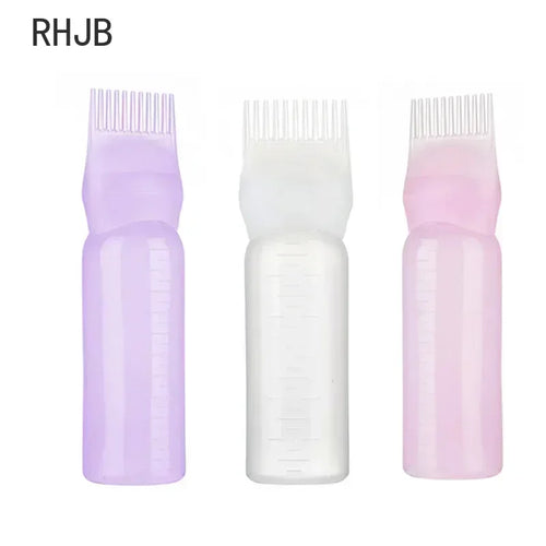 3 Color Salon Hair Oil Applicator Bottle Professional Hairdressing Dyeing Comb Bottles Barbershop Hairdresser Coloring Supplies